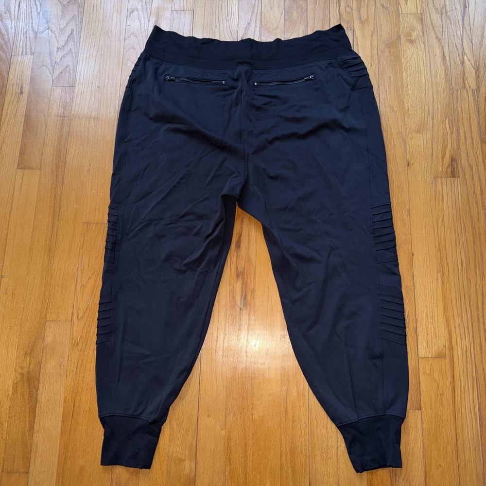 Athleta Venice Moto Jogger Pants Womens 2X Black Zip Pockets Travel Gym Yoga - Picture 2 of 15